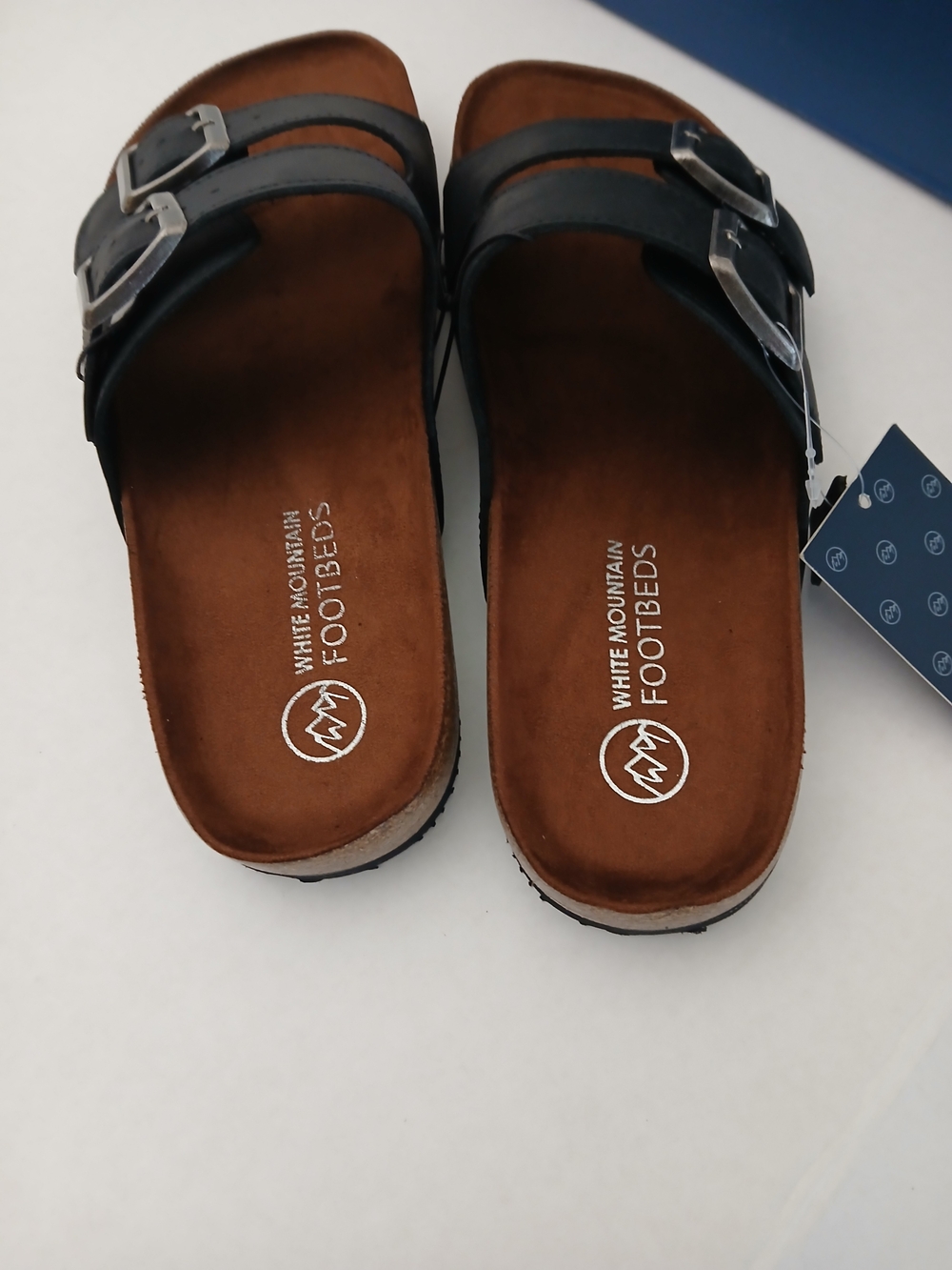 White Mountain Women's Black Double-Buckle Slide Sandals Size 8 $30 - Picture 7 of 8